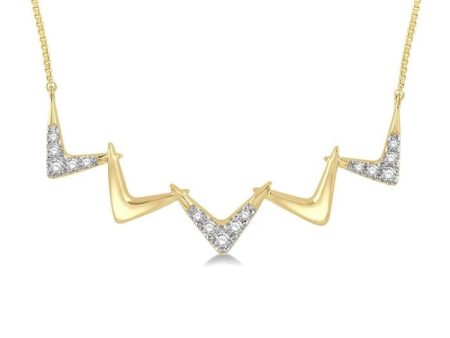 1 6 Ctw Connecting V-shape Round Cut Diamond Necklace in 10K Yellow Gold Supply