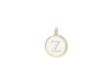 Gold Finish Sterling Silver White Enamel Initial Charm - Z Discount