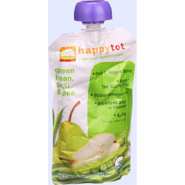 Happy Tot Toddler Food - Organic - Stage 4 - Green Beans Pear And Pea - 4.22 Oz - Case Of 16 For Discount