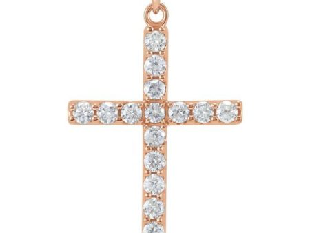 14K Rose 1 4 CTW Natural Diamond Cross Pendant Discount