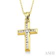 1 4 Ctw Round Cut Diamond Cross Pendant in 10K Yellow Gold with Chain Online Hot Sale