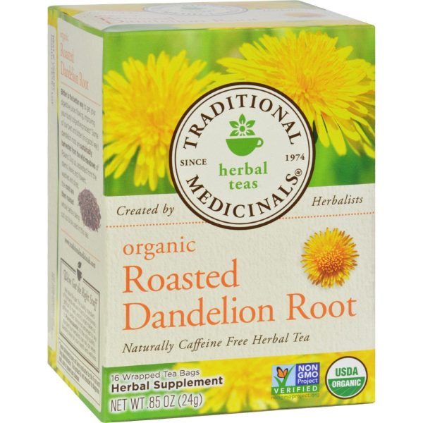 Traditional Medicinals Organic Roasted Dandelion Root Herbal Tea - 16 Tea Bags - Case Of 6 Online Hot Sale