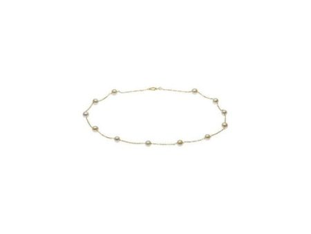 14K Yellow Cultured White Freshwater Pearl 14-Station 18  Necklace Online