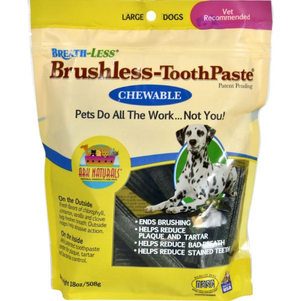 Ark Naturals Breath-less Brushless-toothpaste - Chewable - Large Dogs - 18 Oz Supply