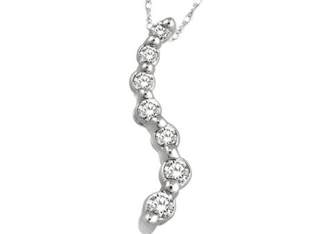 1 10 Ctw Swirl Journey Diamond Pendant in 10K White Gold with Chain Supply