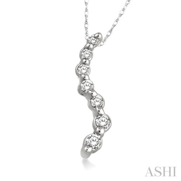 1 10 Ctw Swirl Journey Diamond Pendant in 10K White Gold with Chain Supply