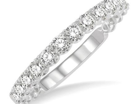 1 2 ctw Lattice Round Cut Diamond Wedding Band in 14K White Gold Cheap