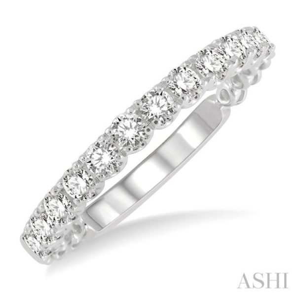 1 2 ctw Lattice Round Cut Diamond Wedding Band in 14K White Gold Cheap