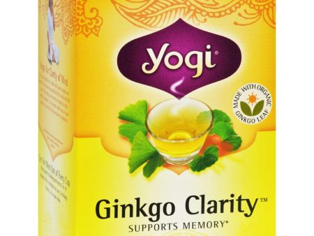 Yogi Ginkgo Clarity Herbal Tea Caffeine Free - 16 Tea Bags - Case Of 6 Hot on Sale