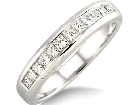 1 4 Ctw Princess Cut Diamond Wedding Band in 14K White Gold Cheap