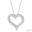 1 Ctw Heart Shape Round Cut Diamond Pendant With Chain in 14K  White Gold Supply