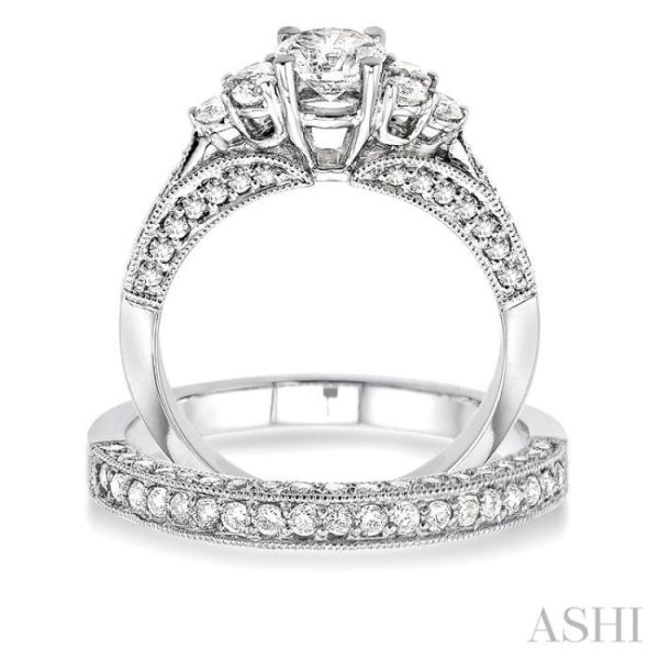 1 3 4 Ctw Diamond Wedding Set with 1 1 4 Ctw Round Cut Engagement Ring and 1 2 Ctw Wedding Band in 14K White Gold Sale