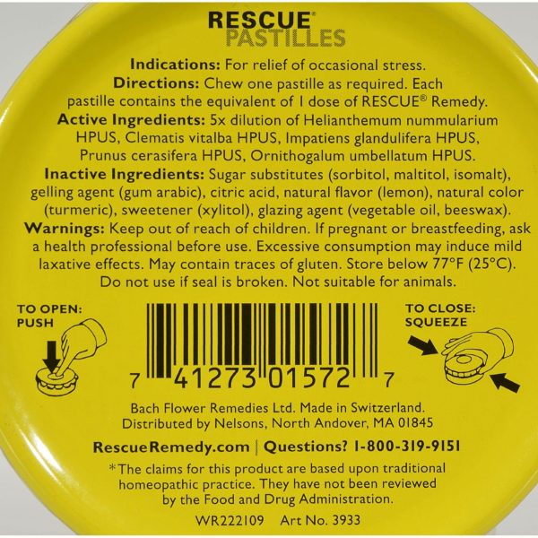 Bach Rescue Remedy Pastilles - Lemon - 50 Grm - Case Of 12 Discount