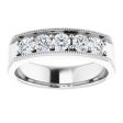 14K White 1 CTW Natural Diamond Milgrain Band on Sale