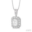 1 2 Ctw Emerald, Baguette & Round Cut Fusion Diamond Pendant in 14K White Gold Fashion