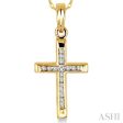 1 10 Ctw Single Cut Diamond Cross Pendant in 10K Yellow Gold with Chain Supply