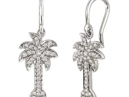 1 4 Ctw Palm Tree Single Cut Diamond Earrings in 14K White Gold Online