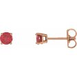 14K Rose 4 mm Natural Ruby Stud Earrings Cheap