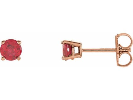 14K Rose 4 mm Natural Ruby Stud Earrings Cheap