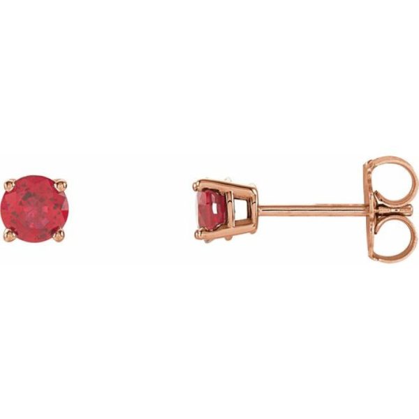 14K Rose 4 mm Natural Ruby Stud Earrings Cheap