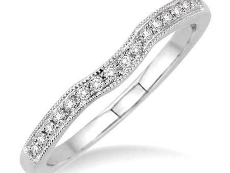 1 10 Ctw Round Cut Diamond Matching Wedding Band in 14K White Gold For Cheap