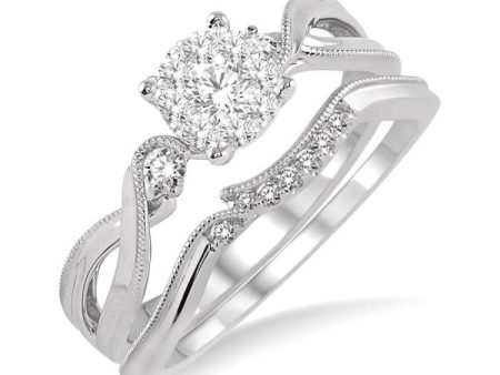 1 3 Ctw Diamond Lovebright Wedding Set with 1 3 Ctw Round Cut Engagement Ring and 1 20 Ctw Wedding Band in 14K White Gold Online Hot Sale