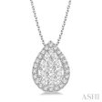 1 2 ctw Pear Shape Lovebright Round Cut Diamond Pendant With Chain in 14K White Gold Online