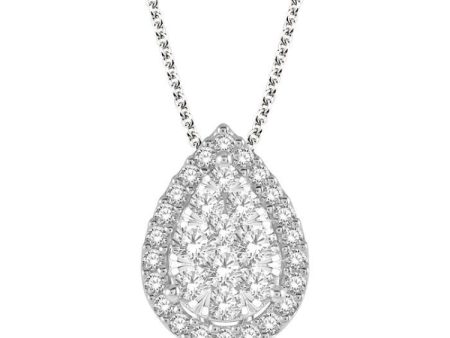 1 2 ctw Pear Shape Lovebright Round Cut Diamond Pendant With Chain in 14K White Gold Online