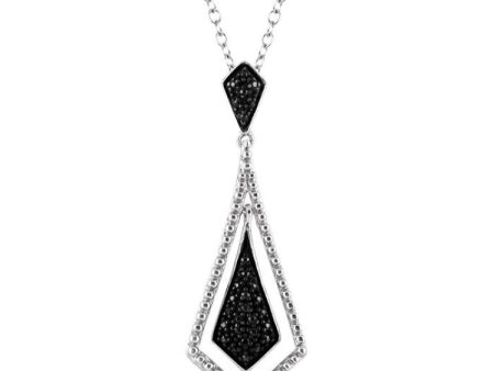 1 10 Ctw Round Cut Black Diamond Fashion Pendant in Sterling Silver with Chain For Cheap