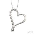 1 4 Ctw Round Cut Diamond Half Journey Heart Pendant in 14K White Gold with Chain Online