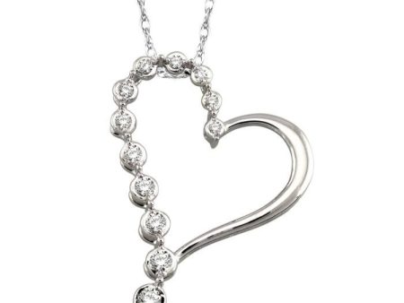 1 4 Ctw Round Cut Diamond Half Journey Heart Pendant in 14K White Gold with Chain Online