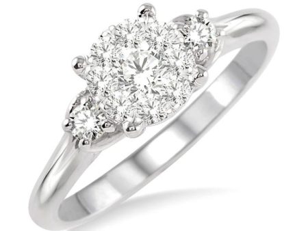 1 2 Ctw Lovebright Round Cut Diamond Engagement Ring in 14K White Gold Supply