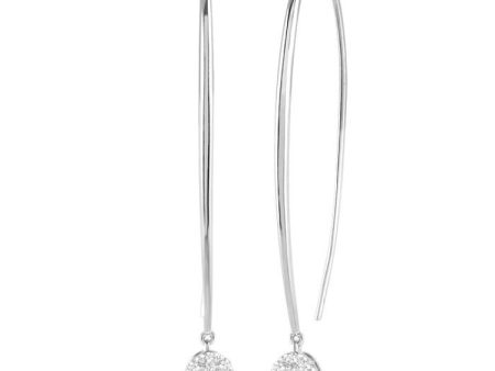 1 2 ctw Oval Shape Dangler Lovebright Round Cut Diamond Earring in 14K White Gold Discount