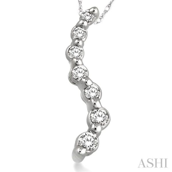 1 10 Ctw Swirl Journey Diamond Pendant in 10K White Gold with Chain Supply