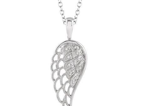 1 20 Ctw Round Cut Diamond Angel Wing Pendant in Sterling Silver with Chain Sale