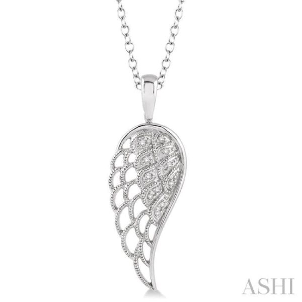 1 20 Ctw Round Cut Diamond Angel Wing Pendant in Sterling Silver with Chain Sale