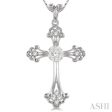 1 4 Ctw Art Deco Lovebright Round Cut Diamond Cross Pendant in 14K White Gold with chain Sale