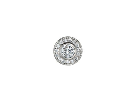 Platinum Finish Sterling Silver Micropave Round Simulated Diamond Charm with Simulated Diamonds for BL2300B Online Hot Sale