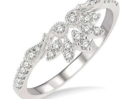 1 4 Ctw 5 Marquise Mount Round Cut Diamond Curved Wedding Band in 14K White Gold Sale