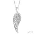 1 20 Ctw Round Cut Diamond Angel Wing Pendant in Sterling Silver with Chain Sale