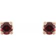 14K Rose 2.5 mm Natural Mozambique Garnet Stud Earrings For Sale