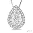 1 2 ctw Pear Shape Lovebright Round Cut Diamond Pendant With Chain in 14K White Gold Online