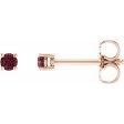 14K Rose 2.5 mm Natural Mozambique Garnet Stud Earrings For Sale