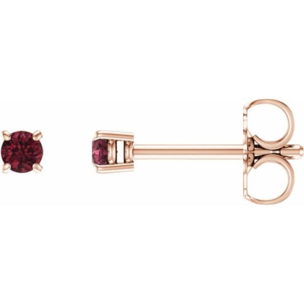 14K Rose 2.5 mm Natural Mozambique Garnet Stud Earrings For Sale