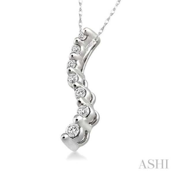 1 4 Ctw Swirl Journey Diamond Pendant in 14K White Gold with Chain Online Hot Sale