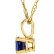 14K Yellow 3 mm Imitation Blue Sapphire Youth Solitaire 14  Necklace Online Hot Sale