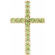 14K Yellow Natural Peridot Petite Cross Pendant Online Sale