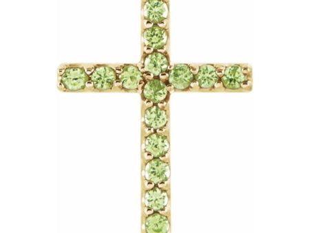 14K Yellow Natural Peridot Petite Cross Pendant Online Sale