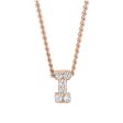 Rose Gold Finish Sterling Silver Micropave I Initial Pendant with Simulated Diamonds on 18  Curb Chain Cheap