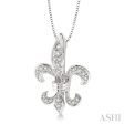 1 4 Ctw Round Cut Diamond Fleur De Lis Pendant in 14K White Gold with Chain Hot on Sale